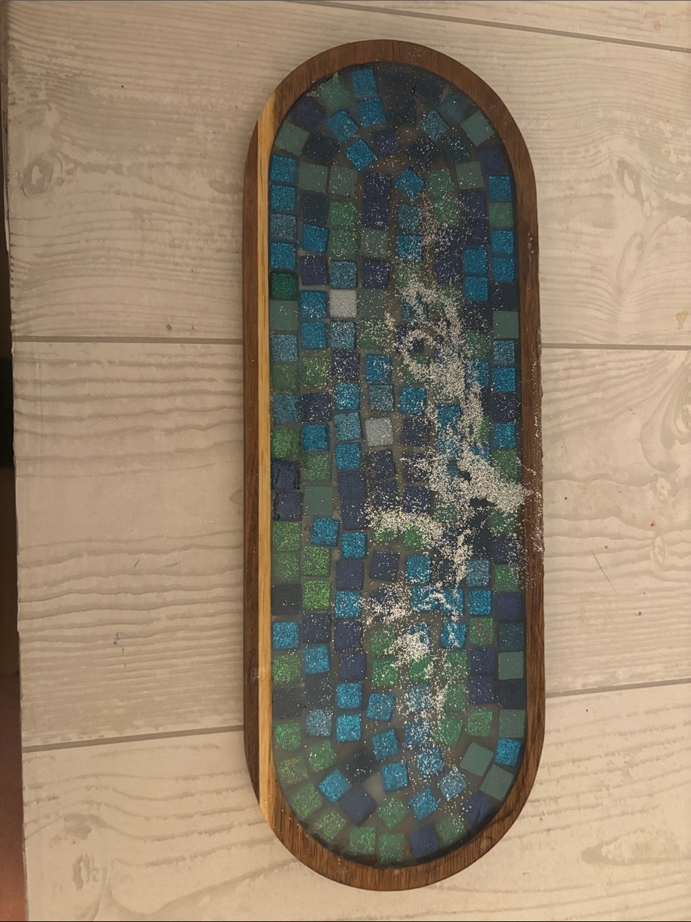 Handmade Mosaic Serving Tray in Blue & Green